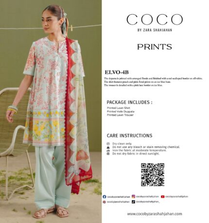 CoCo by Zara Shahjahan Premium Lawn 3-Piece Suit ELVO-4B